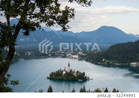 Bled lake with beautiful island 32249991