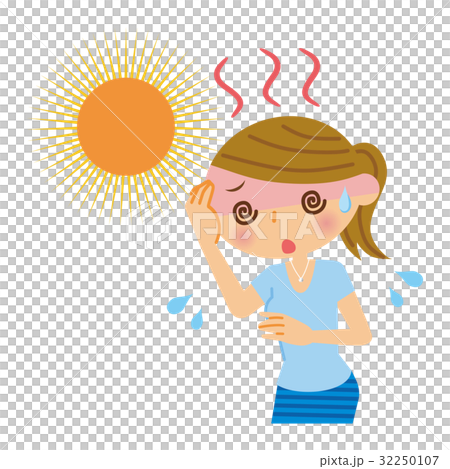 Heatstroke sunstroke woman - Stock Illustration [32250107] - PIXTA