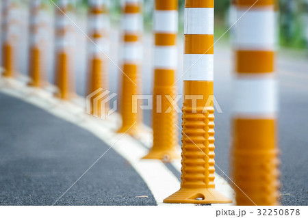 Flexible traffic bollard for bike lane. 32250878