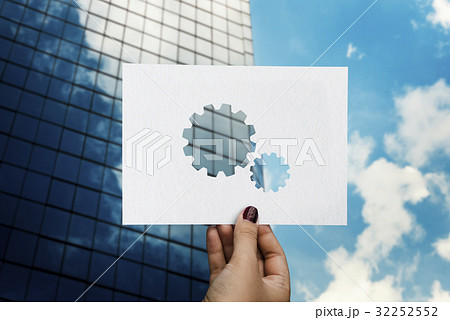 Corporate connected teamwork perforated paper gear 32252552