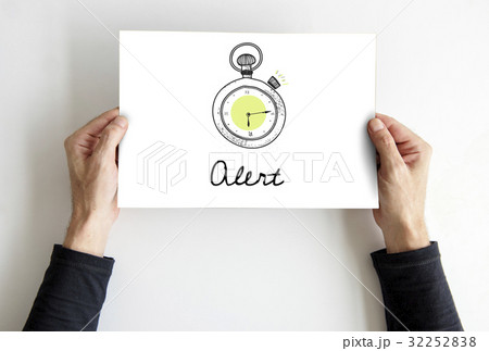 Hands holding banner network graphic overlay 32252838
