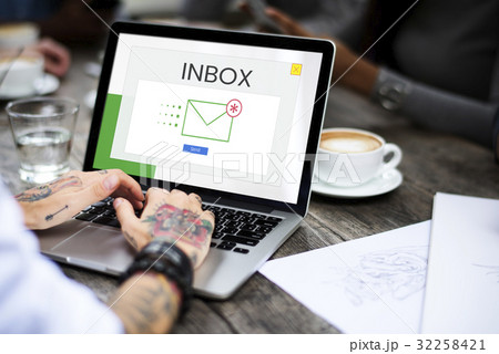 People using device for working with communication email icon 32258421