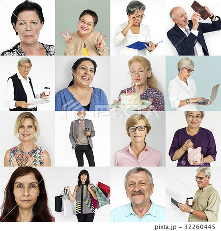 Senior Adult Enjoying Retirement Life Studio Portrait Collage 32260445