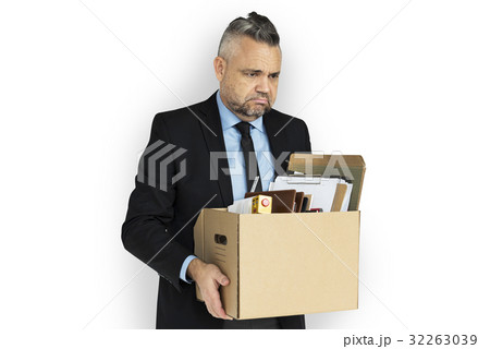 Caucasian Man Holding Box Sad 32263039