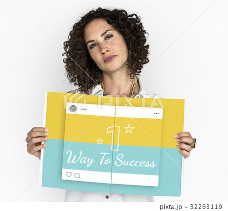 Woman holding billboard network graphic overlay Woman holding billboard network graphic overlay 32263119