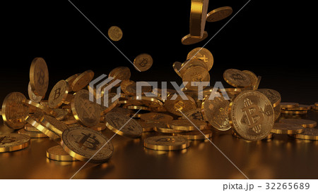 Bitcoin falling on a pile Bitcoin falling on a pile 32265689