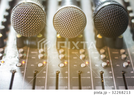 The microphone on the audio mixer.  32268213