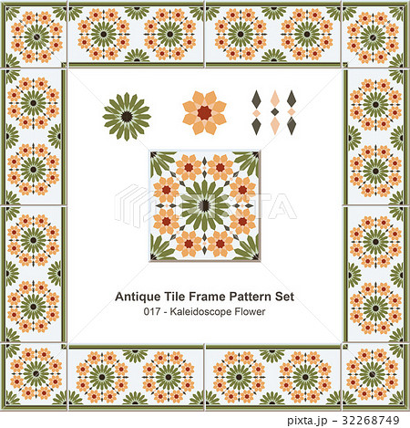 Antique tile frame pattern set Kaleidoscope Flower Antique tile frame pattern set Kaleidoscope Flower 32268749