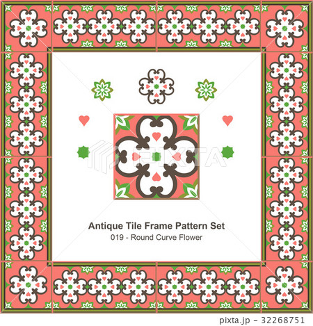 Antique tile frame pattern set Round Curve Flower Antique tile frame pattern set Round Curve Flower 32268751