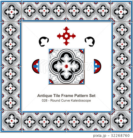Antique tile frame Round Curve Kaleidoscope Antique tile frame Round Curve Kaleidoscope 32268760