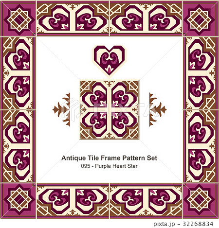 Antique tile frame set Purple Geometry Heart Star Antique tile frame set Purple Geometry Heart Star 32268834