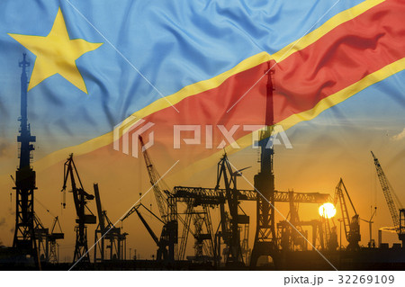Industrial concept with Congo flag at sunset 32269109