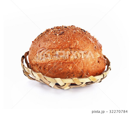 Bread wheat,Basket isolated on white background 32270784