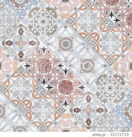 Beautiful old ceramic tile wall patterns in park Beautiful old ceramic tile wall patterns in park 32272719