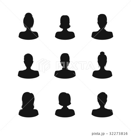 Silhouette Black Avatars People Man and Woman Icon 32273816