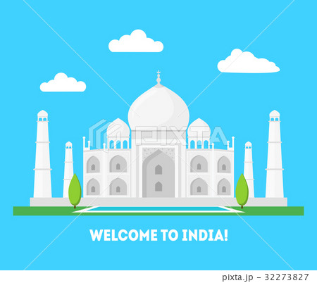 Cartoon Taj Mahal Symbol of India Background 32273827