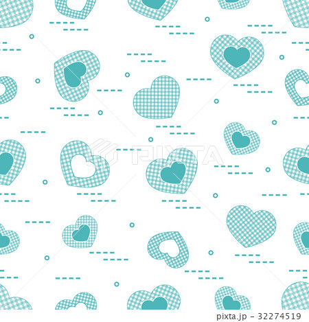 Cute seamless pattern with hearts in cell. 32274519