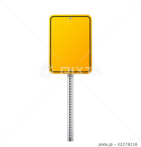 Road yellow traffic sign. Blank board with place 32278216