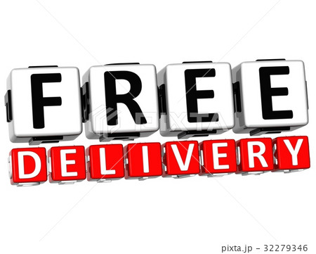 3D Free Delivery Button Click Here Block Text 32279346