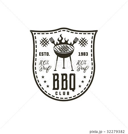 BBQ club label in monochrome style. Invitation to BBQ club label in monochrome style. Invitation to 32279382
