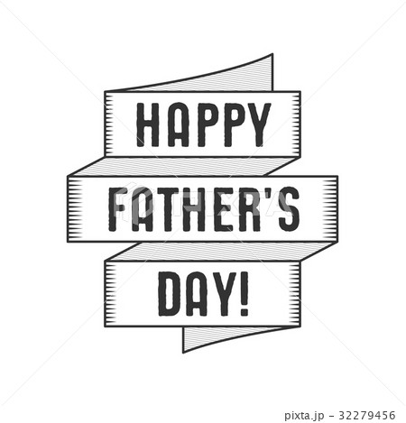 Happy Fathers Day Typography label with ribbon and 32279456