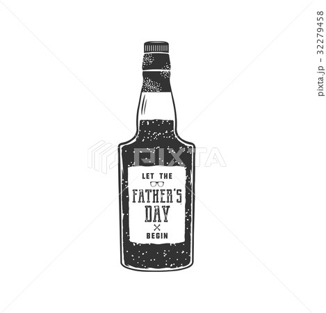 Fathers day label design. Rum bottle with sign - 32279458