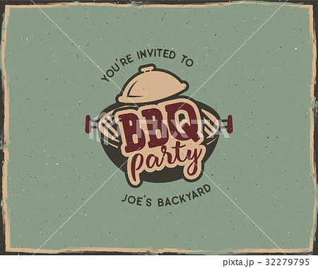 BBQ party typography poster template in retro old BBQ party typography poster template in retro old 32279795