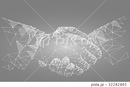 two hands handshake polygonal low poly contract  32282865