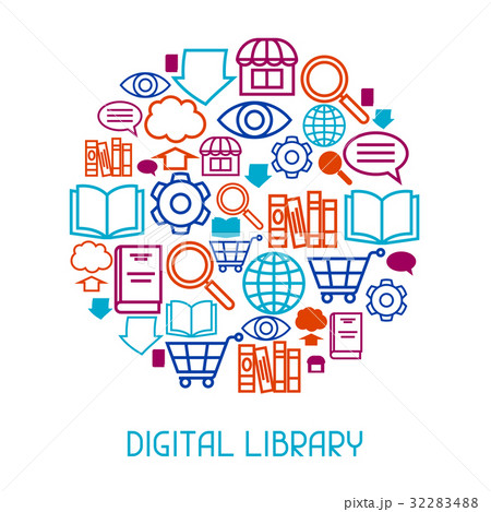 Digital library concept background. E-books 32283488
