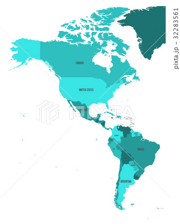 Political map of Americas in turquoise 32283561
