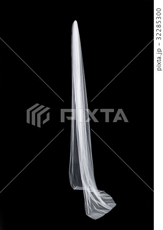 wedding white Bridal veil isolated on black 32285300