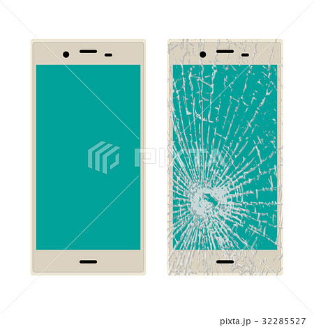 画面の割れたスマホ 32285527