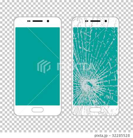 画面の割れたスマホのイラスト素材 32285528 Pixta