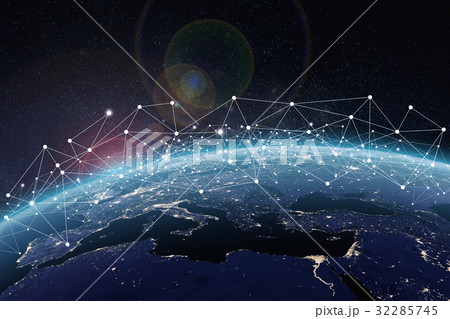 Global network concept. 3D rendering elements of 32285745