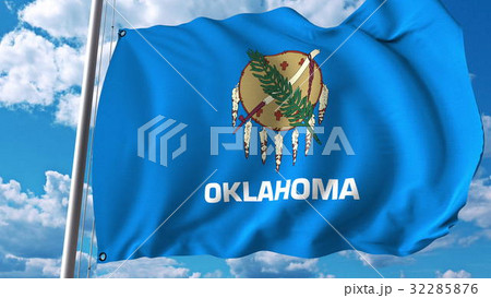 Waving flag of Oklahoma. 3D rendering 32285876