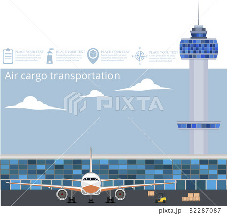 Aviation poster set with airplane in airport 32287087
