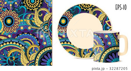 colorful zen floral pattern with mandalas 32287205