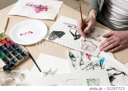 Fashion sketch designed by artist 32287723