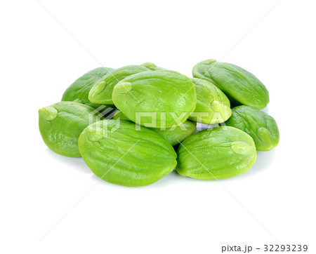 Parkia speciosa seeds or bitter bean on white  32293239