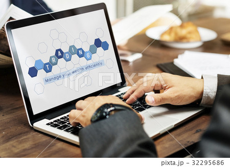 Business economics financial transaction investment graphic on laptop Business economics financial transaction investment graphic on laptop 32295686