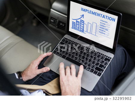 Hands working on laptop network graphic overlay Hands working on laptop network graphic overlay 32295902