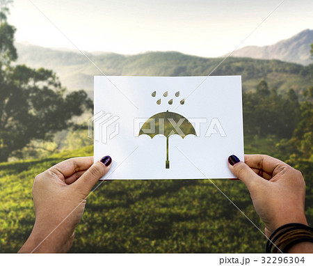 Rainy season perforated paper umbrella 32296304