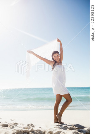 Happy woman standing Happy woman standing 32298125