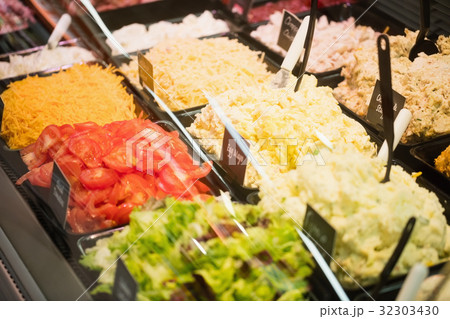 Focus on Shelves with salad Focus on Shelves with salad 32303430