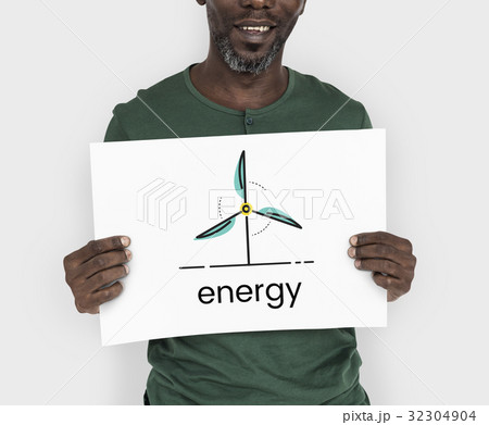 Man holding network graphic overlay billboard 32304904