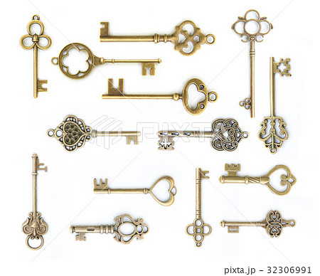 collection of  old key isolated 32306991