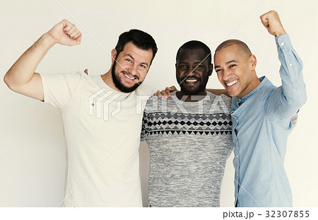 Diversity Men Stand Together Face Expression Studio Protrait Diversity Men Stand Together Face Expression Studio Protrait 32307855