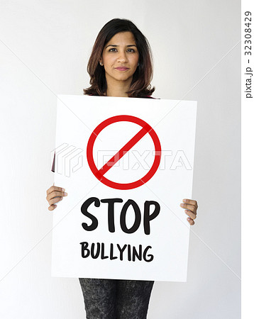 Woman holding billboard network graphic overlay 32308429