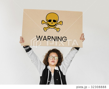 People holding placard with skull icon and chemicals dangerous People holding placard with skull icon and chemicals dangerous 32308888