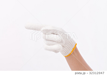 worker hand pointing up one finger to the side 32312047